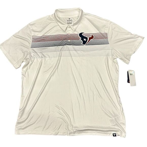 Houston Texans Men's 2XL White Striped Polo Shirt Team Pride Casual fanatics - Picture 1 of 7